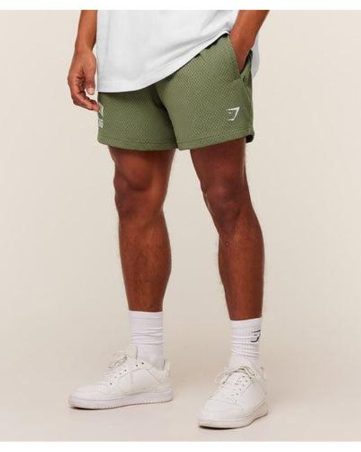 GYMSHARK Green Lifting Mesh 5" Shorts for men
