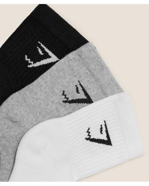 GYMSHARK White Crew Socks 3Pk