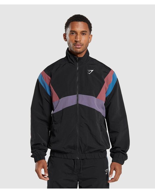 GYMSHARK Black Retro Track Jacket for men