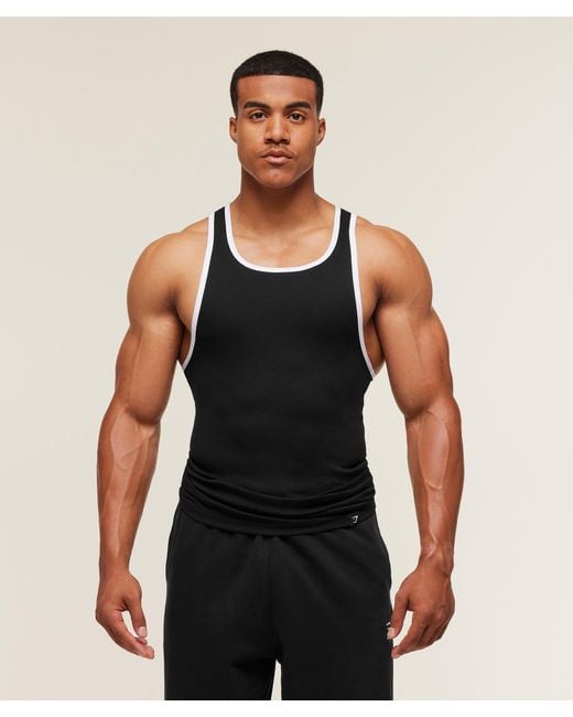 GYMSHARK Black Ribbed Tank 1Pk for men