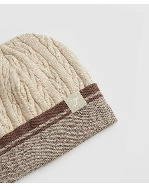 GYMSHARK Natural Cable Beanie