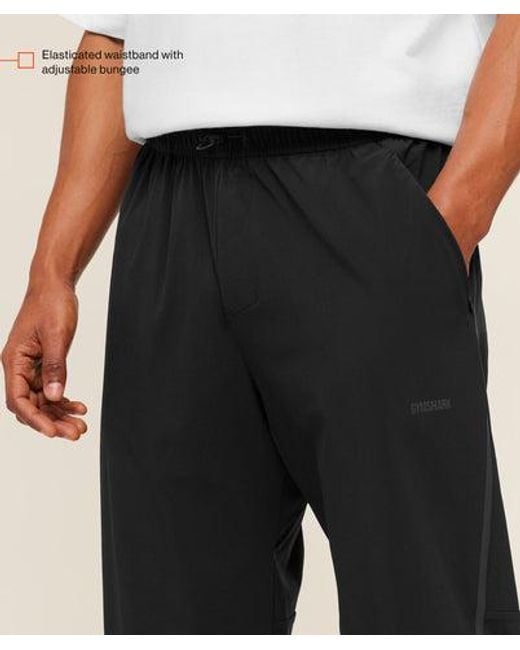 GYMSHARK Black Hybrid Zip Pants for men
