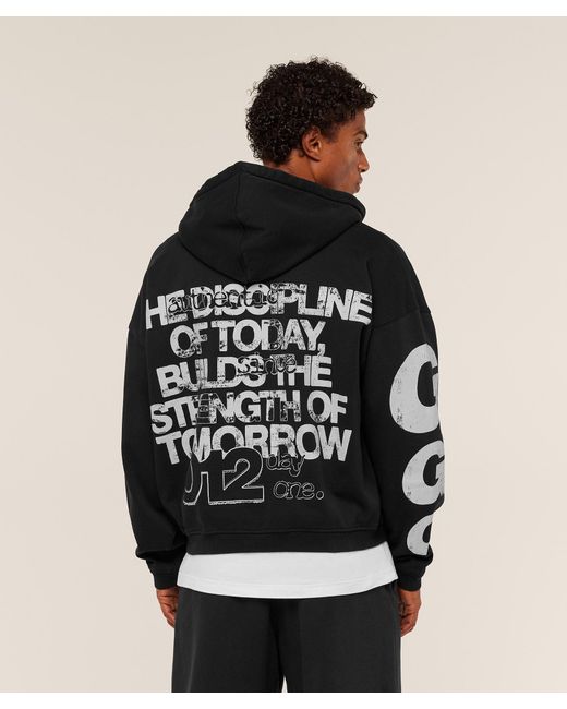 GYMSHARK Black Strength Of Tomorrow Zip Up Hoodie for men