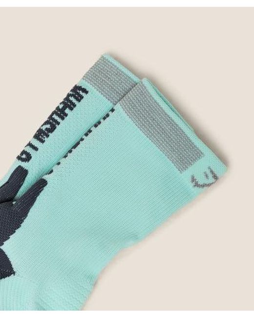 GYMSHARK Blue Running Elite Crew Single Sock
