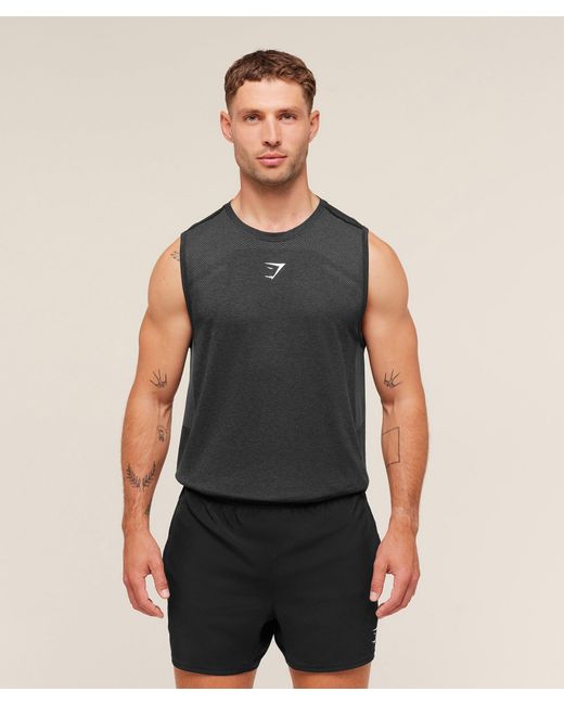 GYMSHARK Blue Lightweight Seamless Tank for men