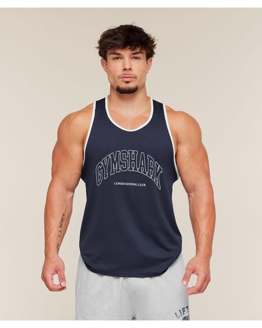 GYMSHARK Blue Collegiate Tech Tank for men