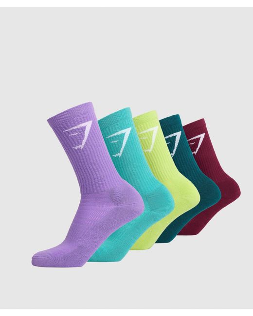 GYMSHARK Blue Crew Socks 5Pk