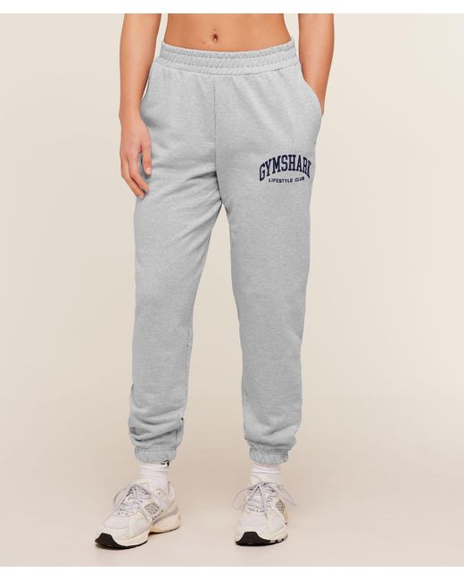 GYMSHARK Gray Collegiate Graphic Joggers