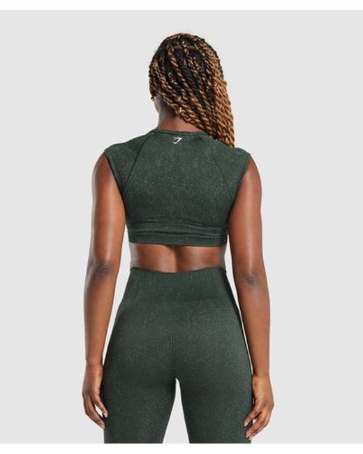 GYMSHARK Green Adapt Fleck Seamless Crop Top