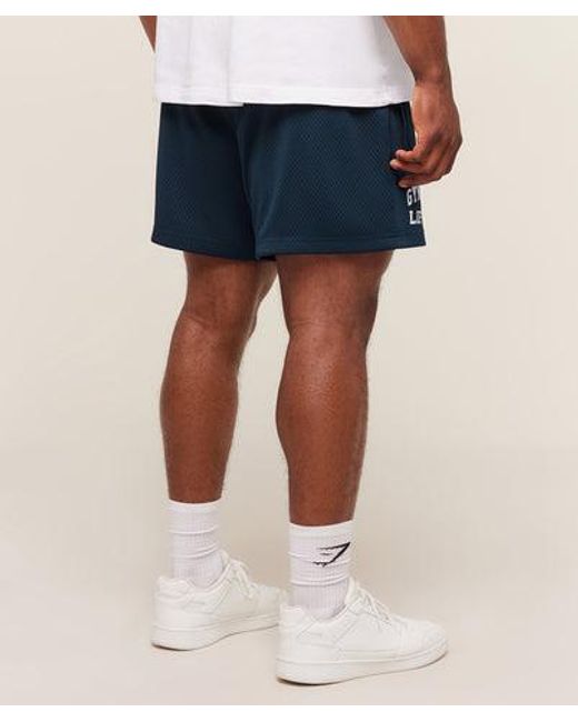 GYMSHARK Blue Lifting Mesh 5" Shorts for men