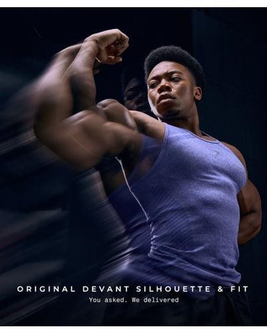GYMSHARK Blue Devant Seamless Tank for men