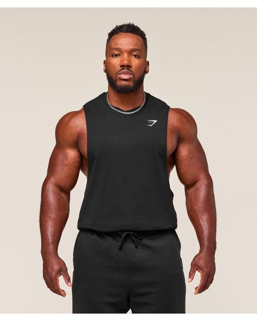 GYMSHARK Black Critical 2.0 Drop Arm Tank for men