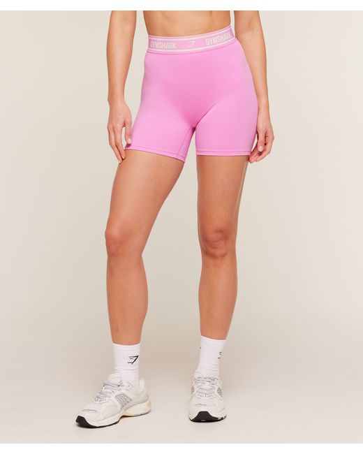 GYMSHARK Pink Waistband Logo Shorts