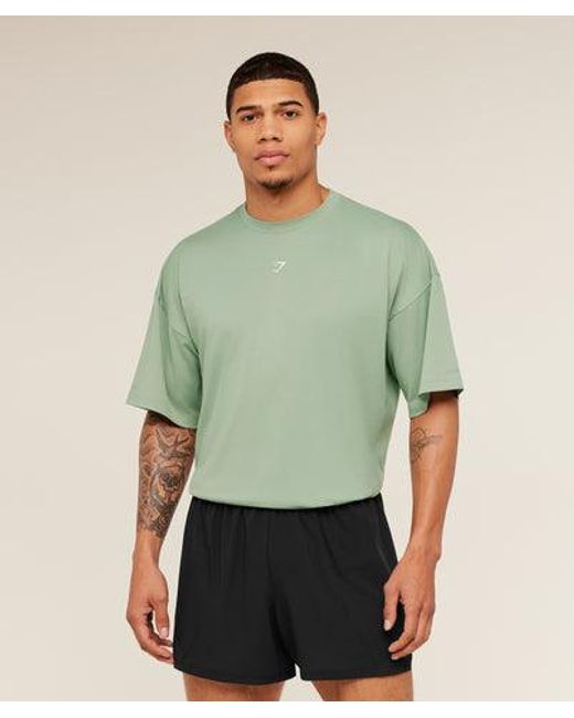 GYMSHARK Green Running Graphic T-Shirt for men