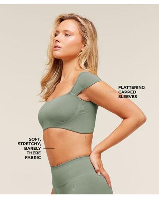 GYMSHARK Green Soft Sculpt Cap Sleeve Bralette