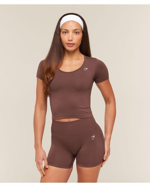 GYMSHARK Purple Everyday Seamless Tight Fit Crew Neck Tee
