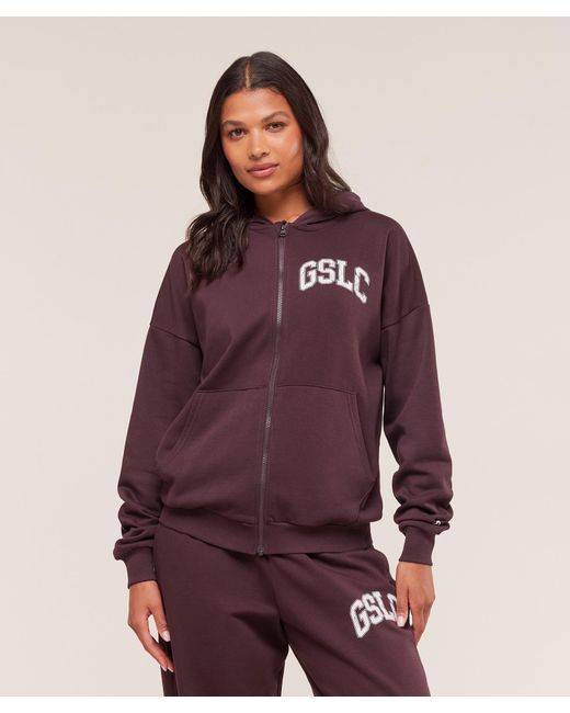 GYMSHARK Purple Gslc Graphic Zip Up Hoodie