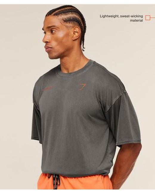 GYMSHARK Gray Conditioning Club Washed T-Shirt for men
