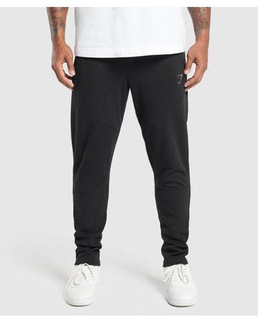 GYMSHARK Black Interlock Tech Joggers for men