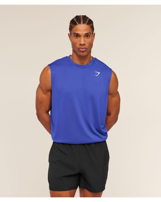 GYMSHARK Blue Oversized Performance Tank for men