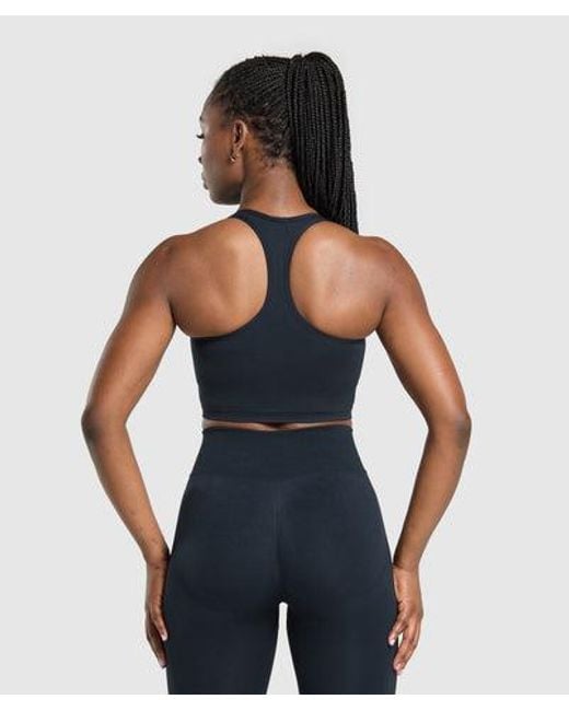 GYMSHARK Blue Lift Seamless Midi Tank With Shelf