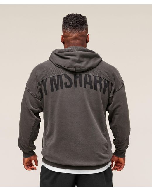 GYMSHARK Gray Power Washed Hoodie for men