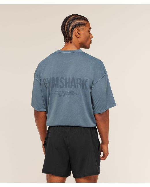 GYMSHARK Blue Conditioning Club Washed T-Shirt for men