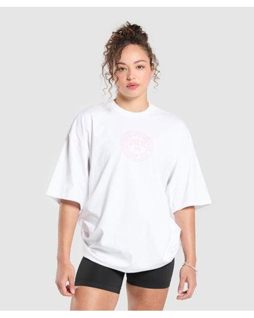 GYMSHARK White Gslc Weight Graphic T-Shirt