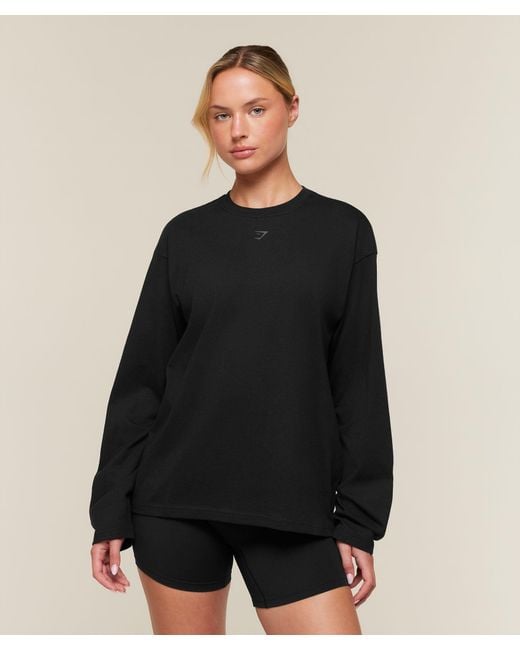GYMSHARK Black For The Ones Who Show Up Graphic Long Sleeve Top