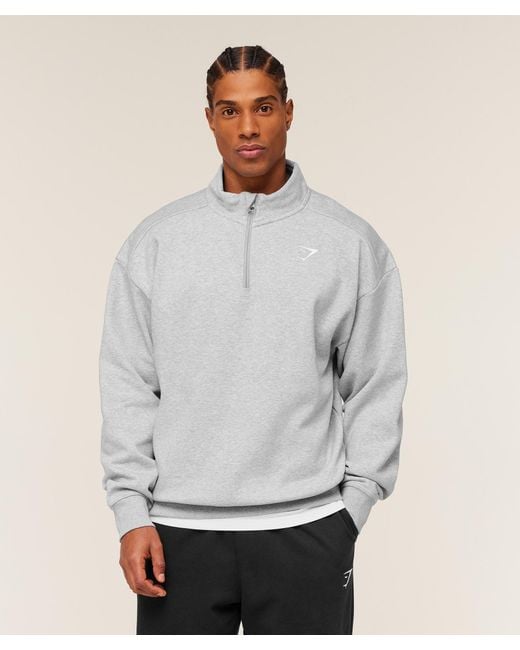 GYMSHARK Gray Crest Oversized 1/4 Zip for men