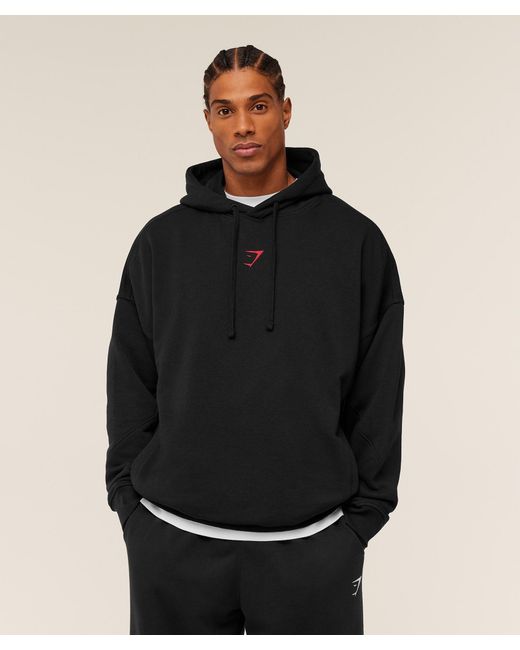 GYMSHARK Black Power Oversized Hoodie for men