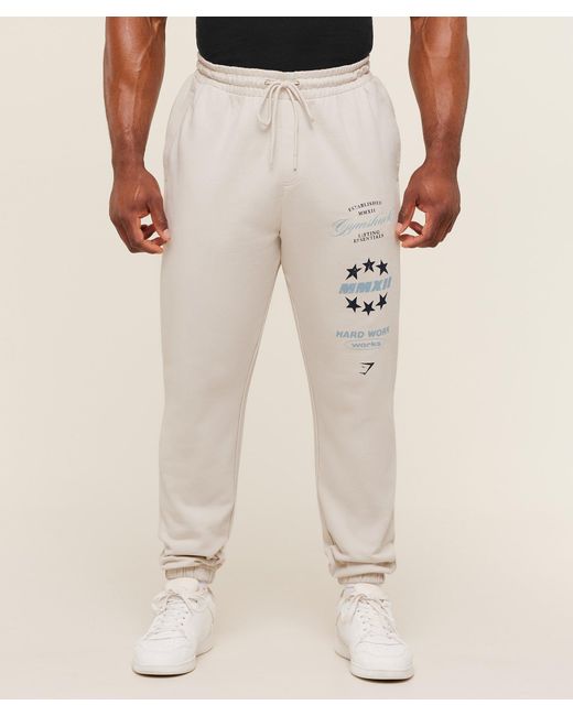GYMSHARK Natural Global Lifting Graphic Pants for men