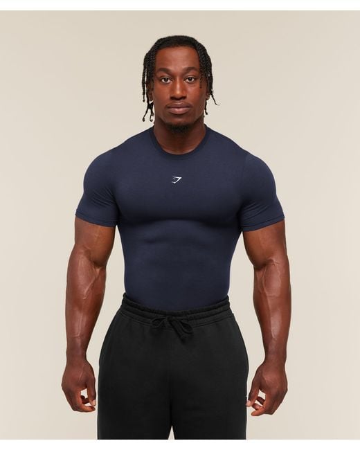 GYMSHARK Blue Super Soft Muscle Tee for men