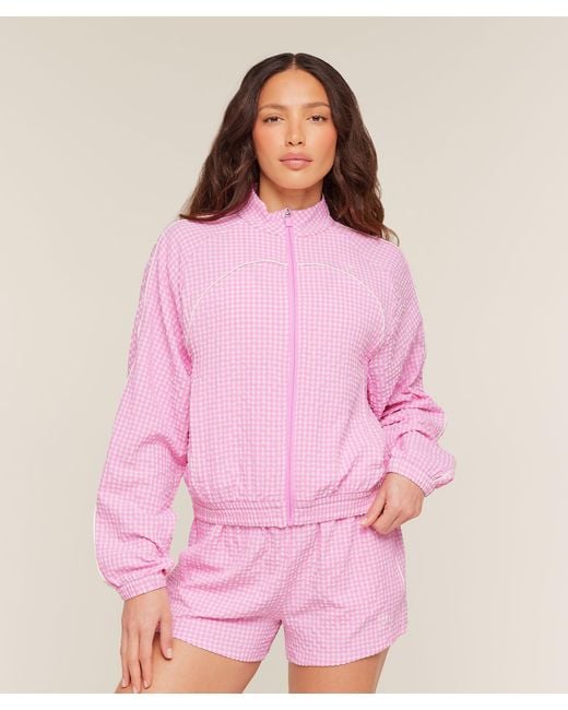GYMSHARK Pink Gingham Track Jacket