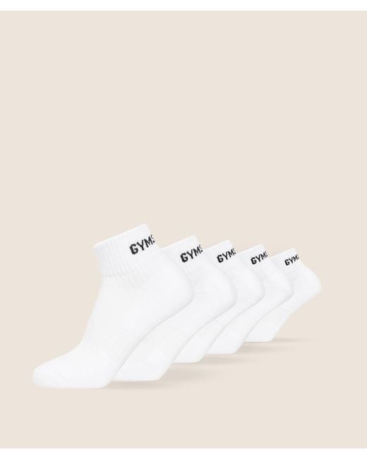 GYMSHARK Natural Quarter Socks 5Pk