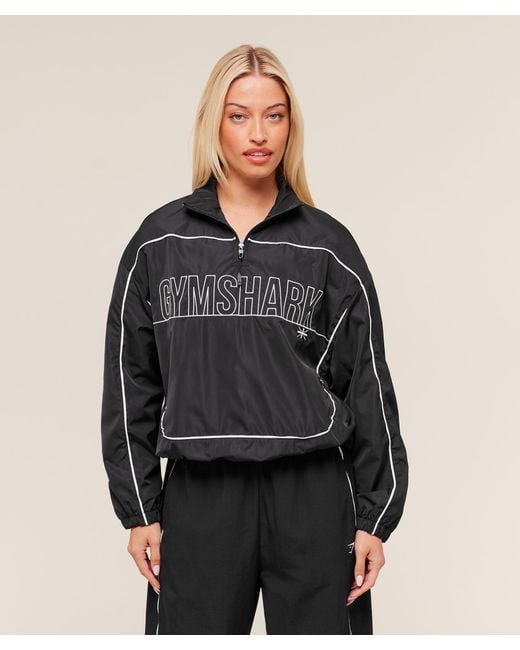 GYMSHARK Black Wordmark 1/4 Zip Track Jacket