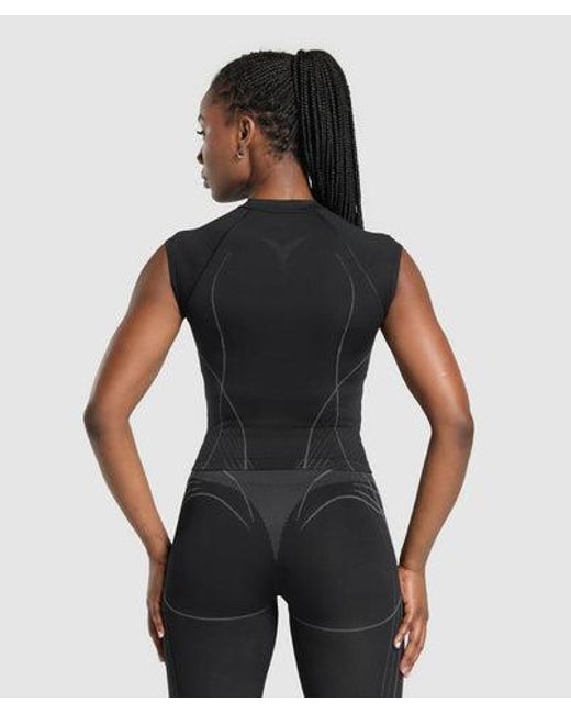 GYMSHARK Black Apex Seamless Midi T-Shirt