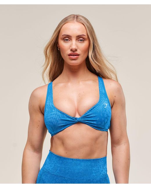 GYMSHARK Blue Adapt Animal X Whitney Seamless Twist Front Bra