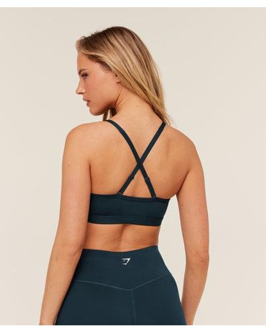 GYMSHARK Blue Ruched Sports Bra