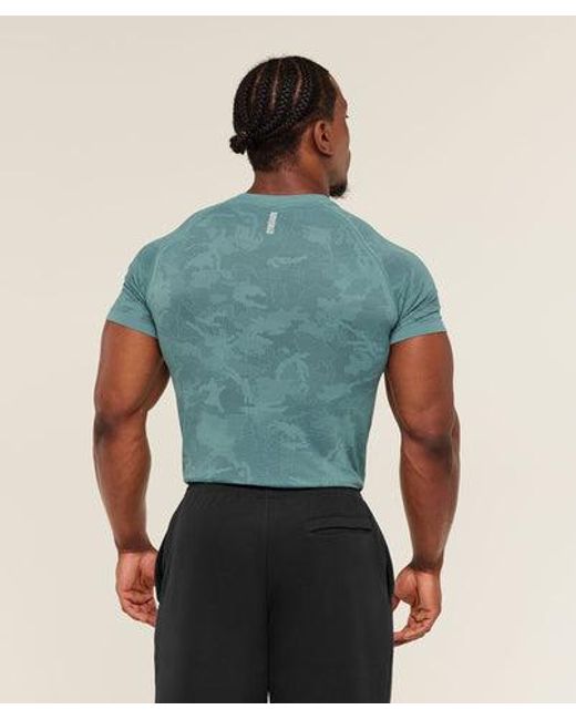 GYMSHARK Green Geo Seamless T-Shirt for men