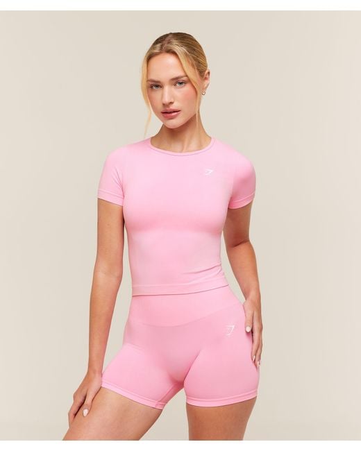 GYMSHARK Pink Everyday Seamless Short Sleeve Top