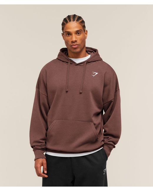 GYMSHARK Brown Crest Oversized Hoodie for men
