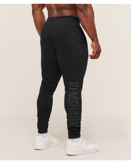 GYMSHARK Black Power Wordmark Joggers for men