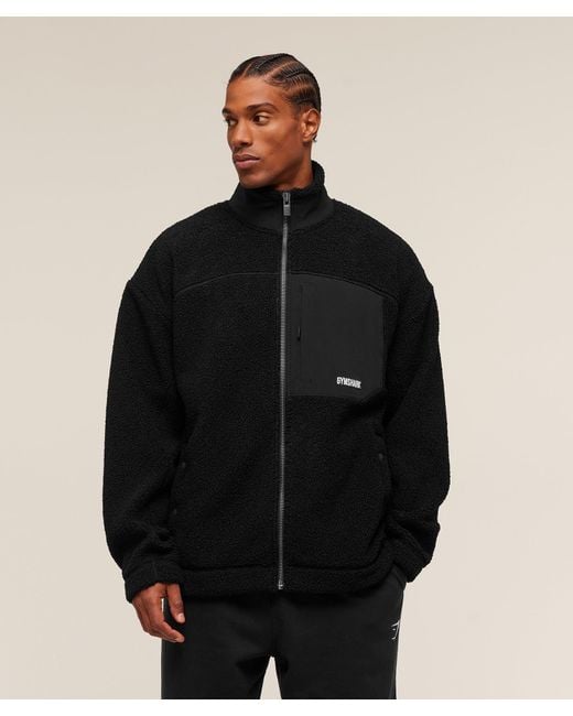 GYMSHARK Black Borg Zip Through Jacket for men