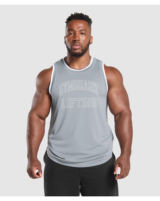 GYMSHARK Gray Mesh Tank for men