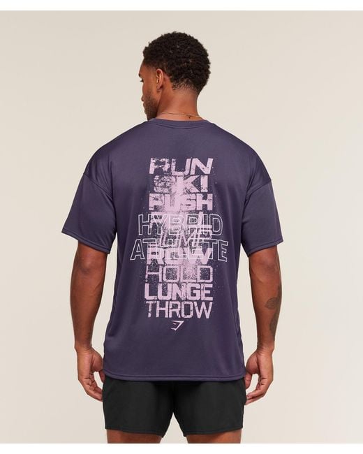GYMSHARK Blue Hybrid Athlete T-Shirt for men