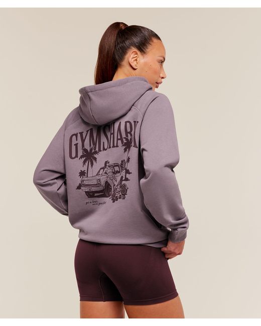GYMSHARK Purple Pick Up Truck Graphic Hoodie