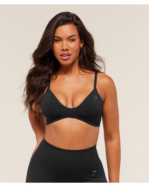 GYMSHARK Black Soft Sculpt V-Neck Sports Bra