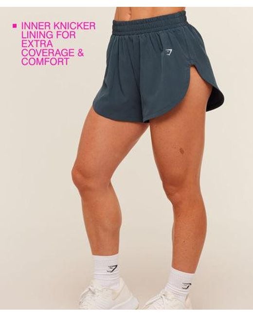 GYMSHARK Blue Interval High Leg Shorts