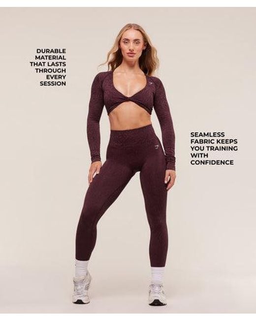 GYMSHARK Purple Adapt Animal Long Sleeve Crop Top